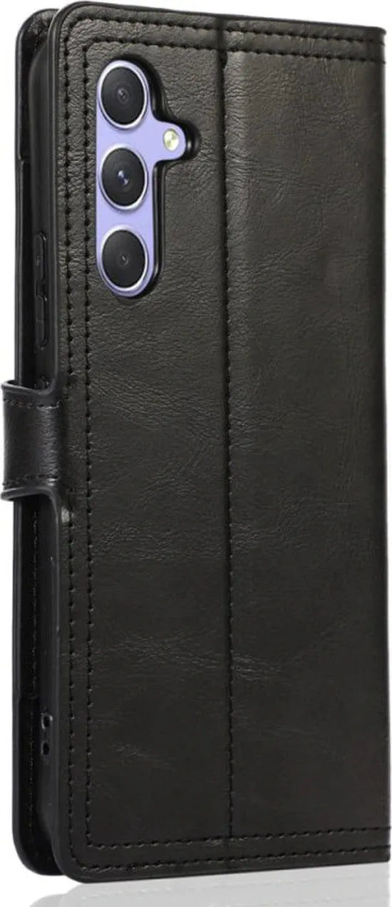 Samsung Galaxy A25 Hoesjes – Flipcover Bookcase – Magneetsluiting – 5 Pasjeshouder – Zwart-Ilumina Benelux