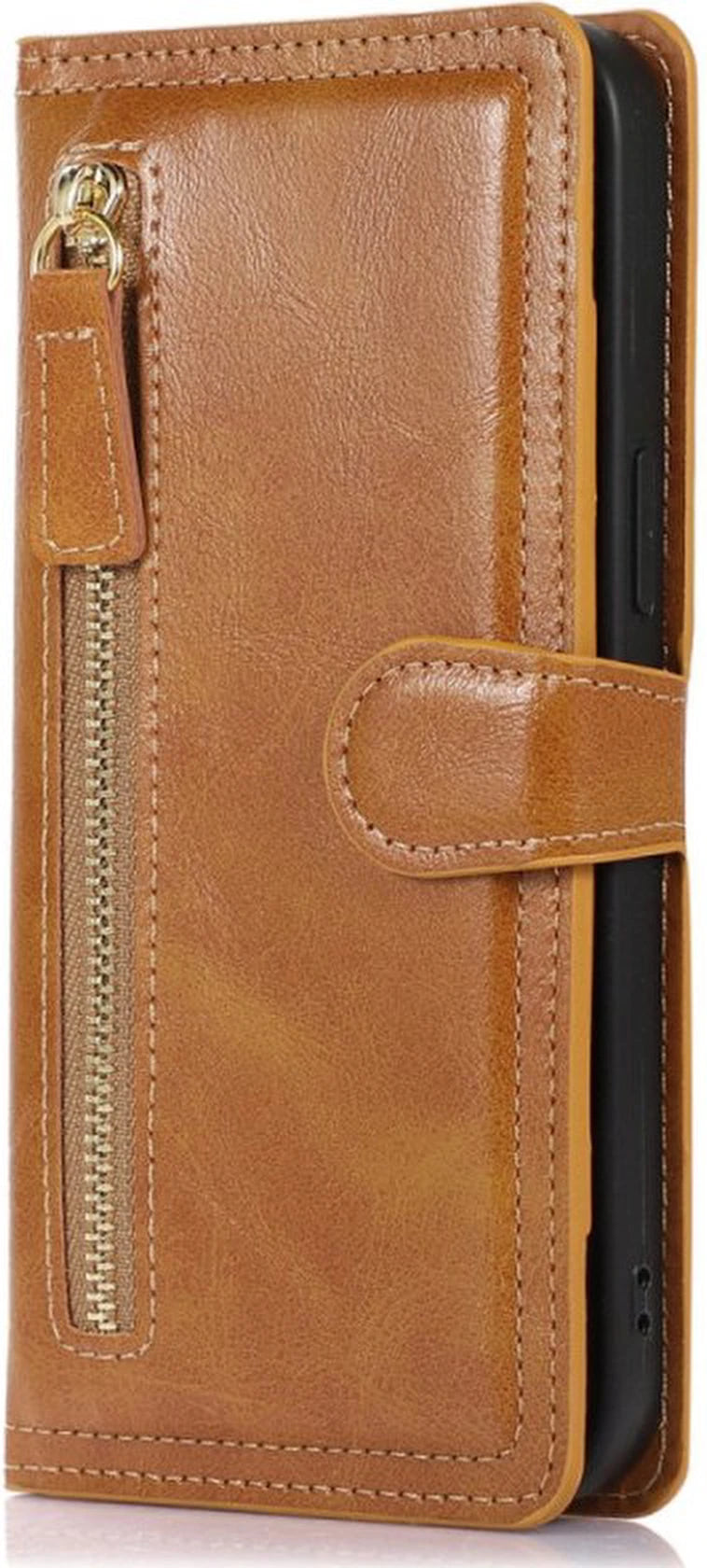 Samsung Galaxy A25 Hoesjes – Bookcase Flipcover – Magneetsluiting – 5 Pasjeshouder – Lichtbruin