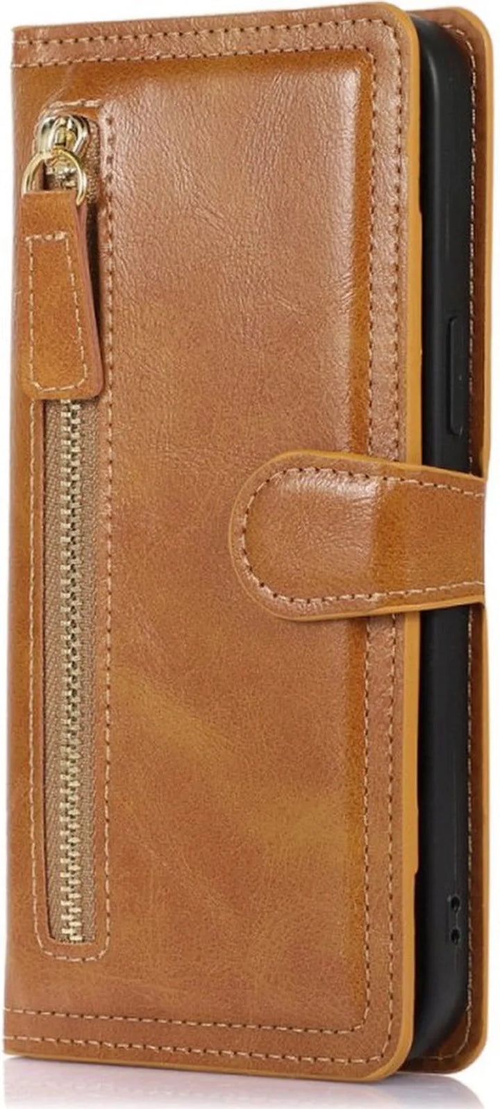 Samsung Galaxy A25 Hoesjes – Bookcase Flipcover – Magneetsluiting – 5 Pasjeshouder – Lichtbruin-Ilumina Benelux
