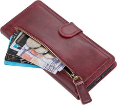 Bookcase Geschikt voor: Samsung Galaxy A15 met ritssluiting - Hoesje Flipcover - Magnetisch - 5 kaarten houder - Rood