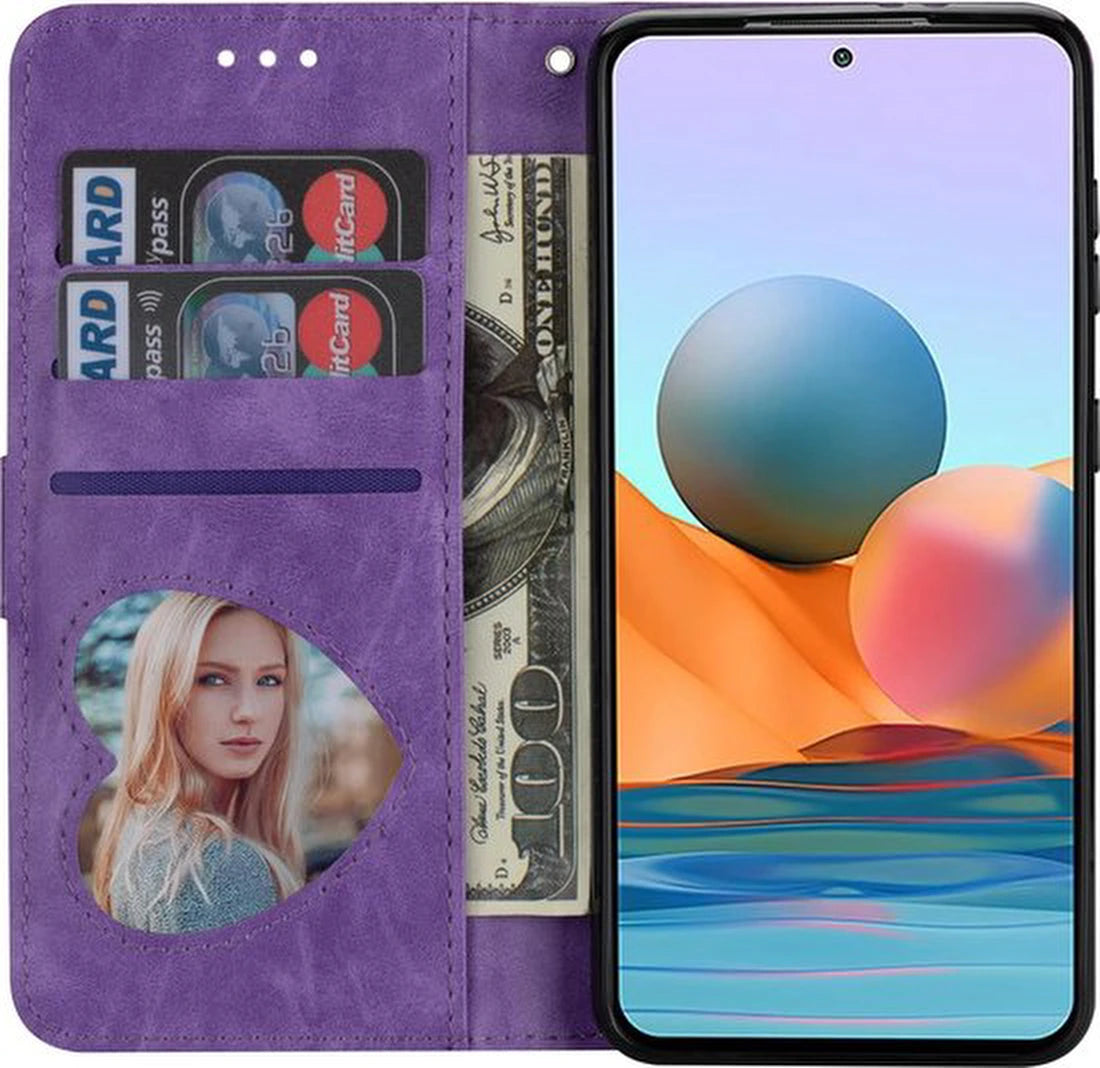 Samsung Galaxy A25 Hoesjes – Glitter Portemonnee Hoes – Rits – Koord – Pasjeshouder – Paars