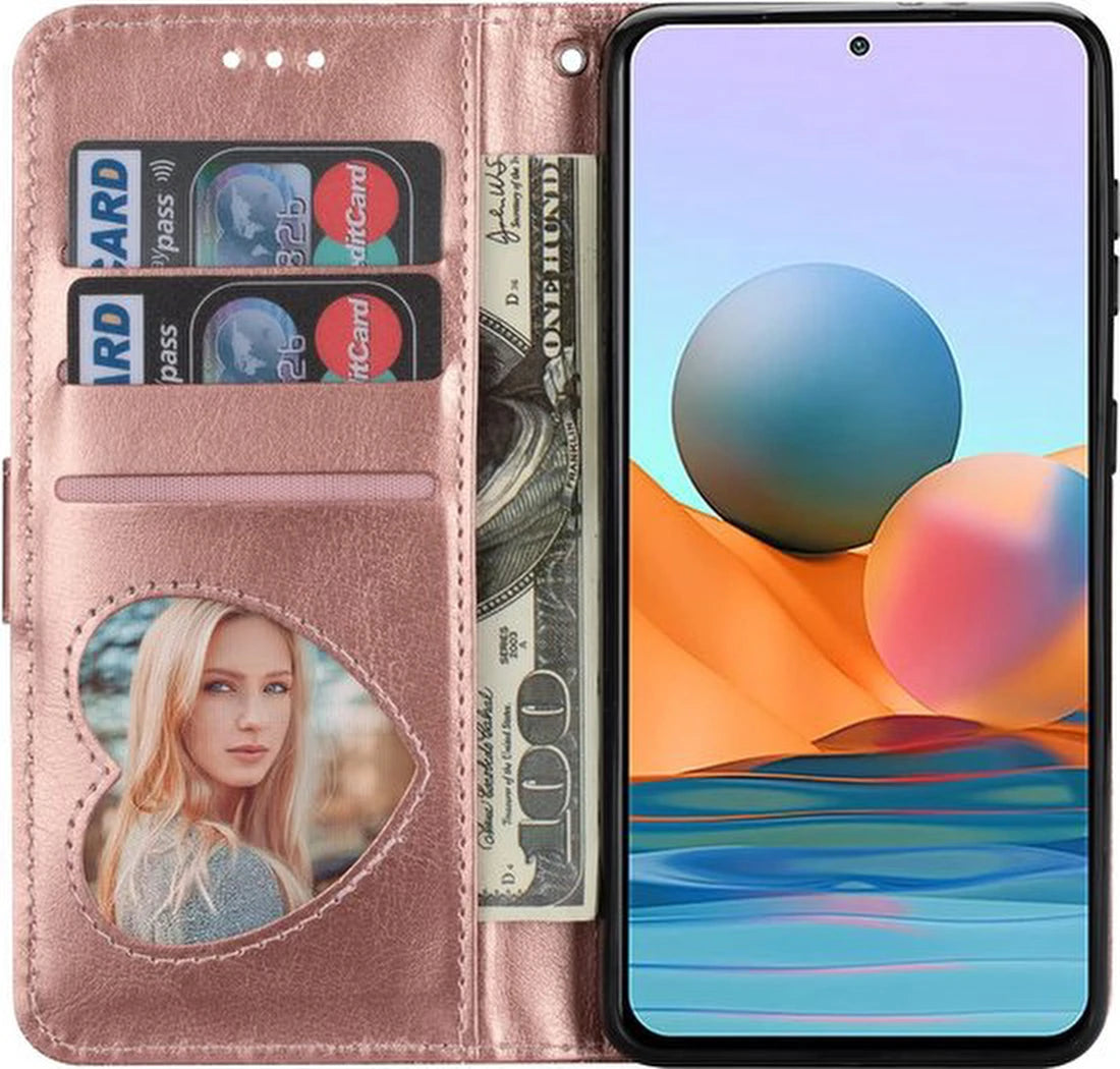 Samsung Galaxy A25 Hoesjes – Glitter Portemonnee Case – Rits, Koord & Pasjeshouder – Roségoud