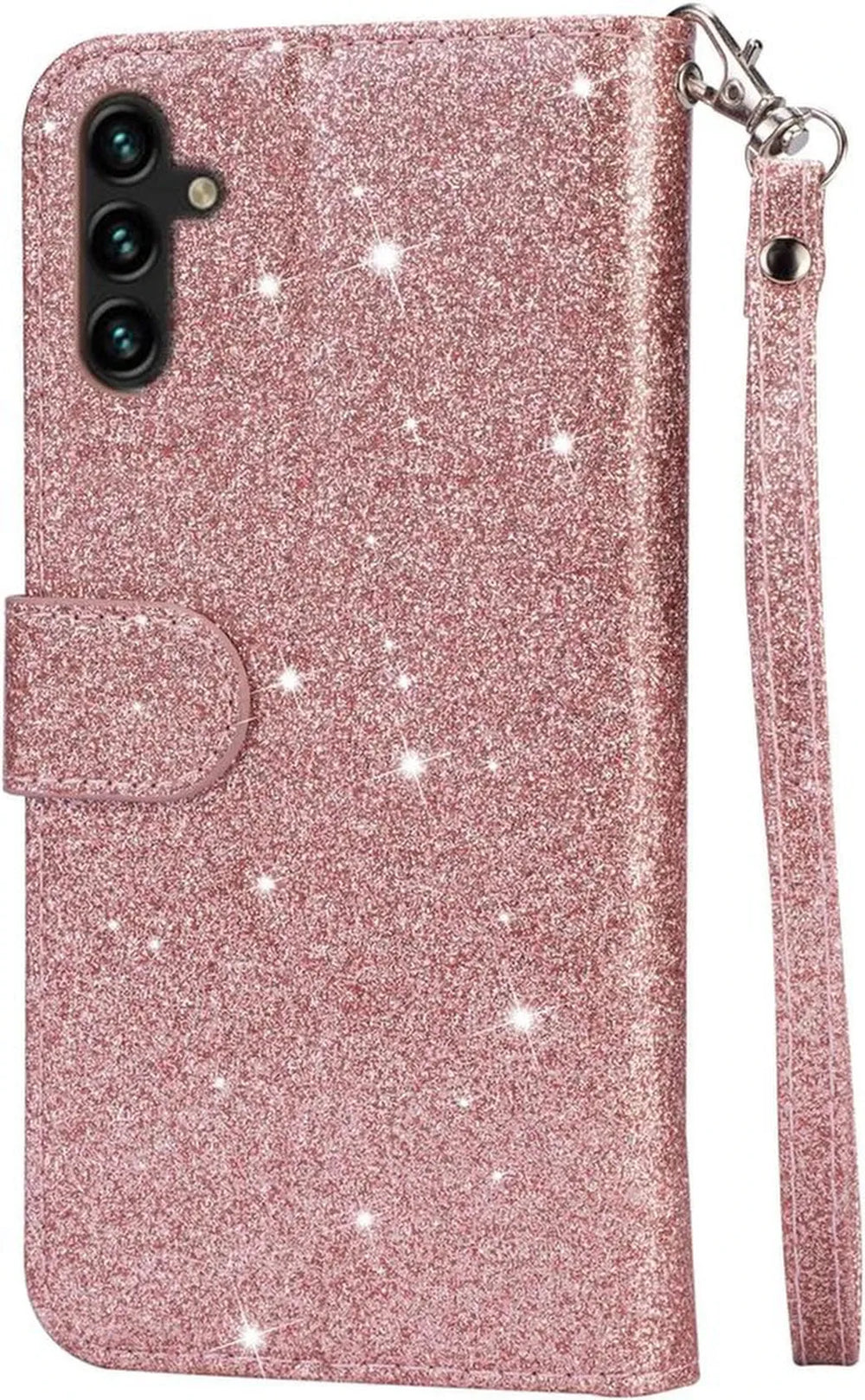 Samsung Galaxy S23 FE Hoesjes – Glitter Portemonnee Case – Rits & Koord – Pasjeshouder – Roségoud-Ilumina Benelux