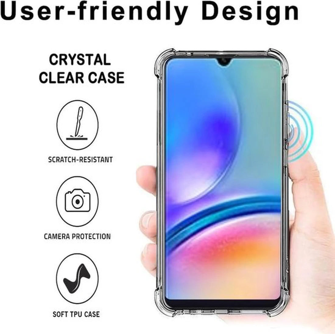 Shockproof Hoesje Geschikt voor: Samsung Galaxy A05s - Anti -Shock Silicone - Zwart + 2x Screenprotector