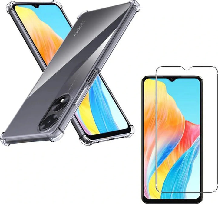 Oppo A38/A18 Hoesjes – Siliconen Backcover – Schokbestendig – Transparant – Incl. 3x Screenprotector-Ilumina Benelux