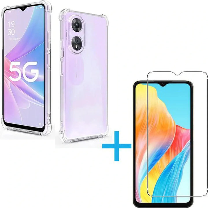 Oppo A58 5G / A78 5G Hoesjes – Siliconen Backcover – Schokbestendig – Transparant – Incl. 3x Screenprotector-Ilumina Benelux