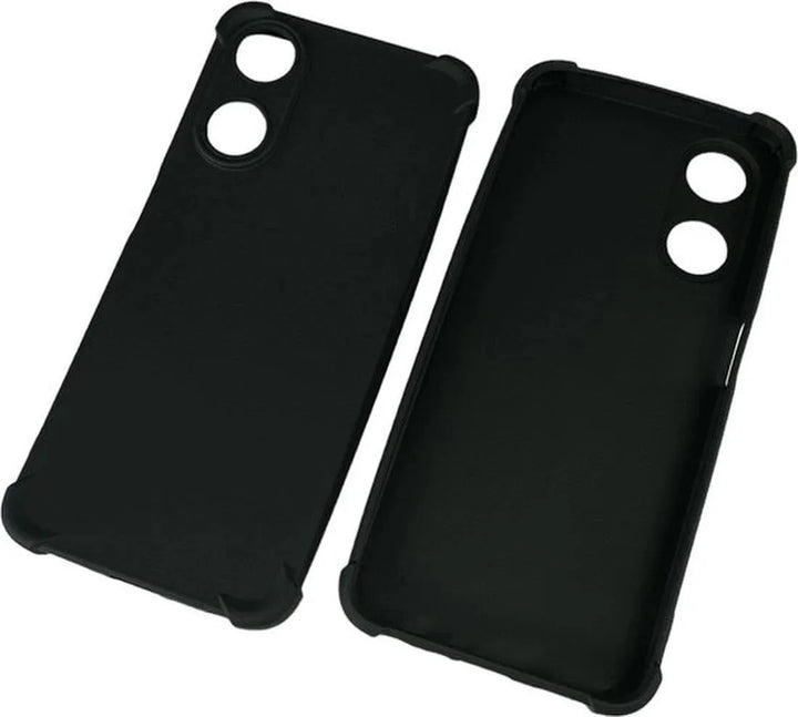 Oppo A17 Hoesjes – Siliconen Backcover – Schokbestendig – Zwart + 3x Screenprotector – Anti-kras Gehard Glas-Ilumina Benelux