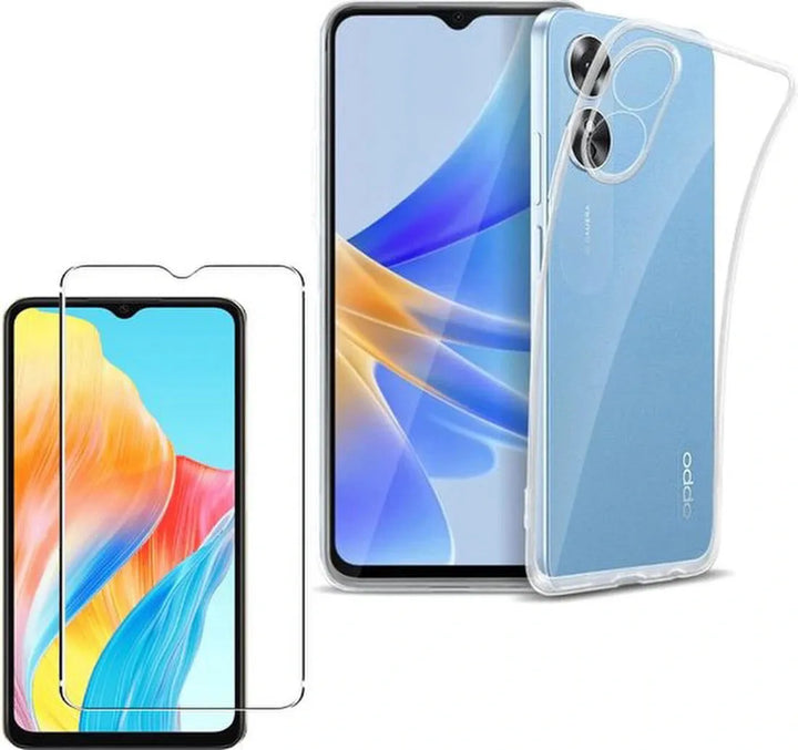 Oppo A38/A18 Hoesjes – Transparante TPU Siliconen Backcover – Soft Case – 2x Gehard Glas Screenprotector-Ilumina Benelux