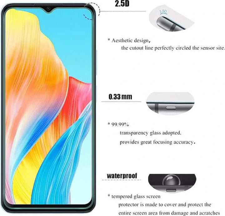 Oppo A38/A18 Hoesjes – TPU Siliconen Backcover – Soft Case – 2x Screenprotector Gehard Glas – Zwart-Ilumina Benelux