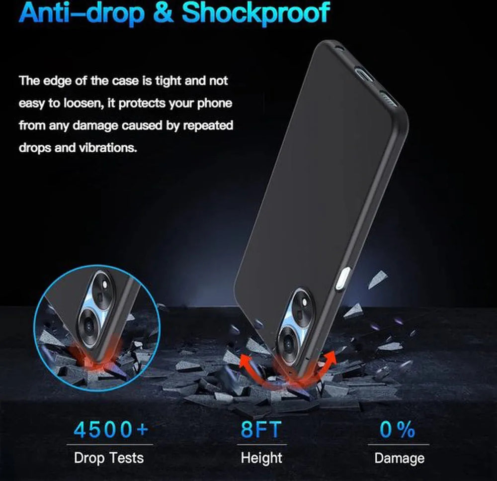 Oppo A58 5G Hoesjes – TPU Siliconen Backcover – Soft Case – Incl. 3x Gehard Glas Screenprotector – Zwart-Ilumina Benelux