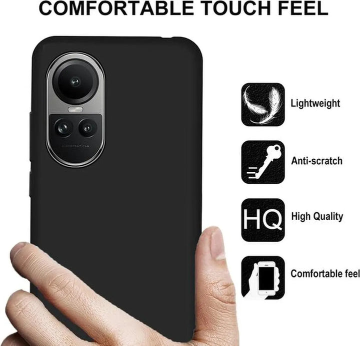 OPPO Reno 10 Hoesjes – TPU Siliconen Backcover – Soft Case – 2x Gehard Glas Screenprotector – Zwart-Ilumina Benelux