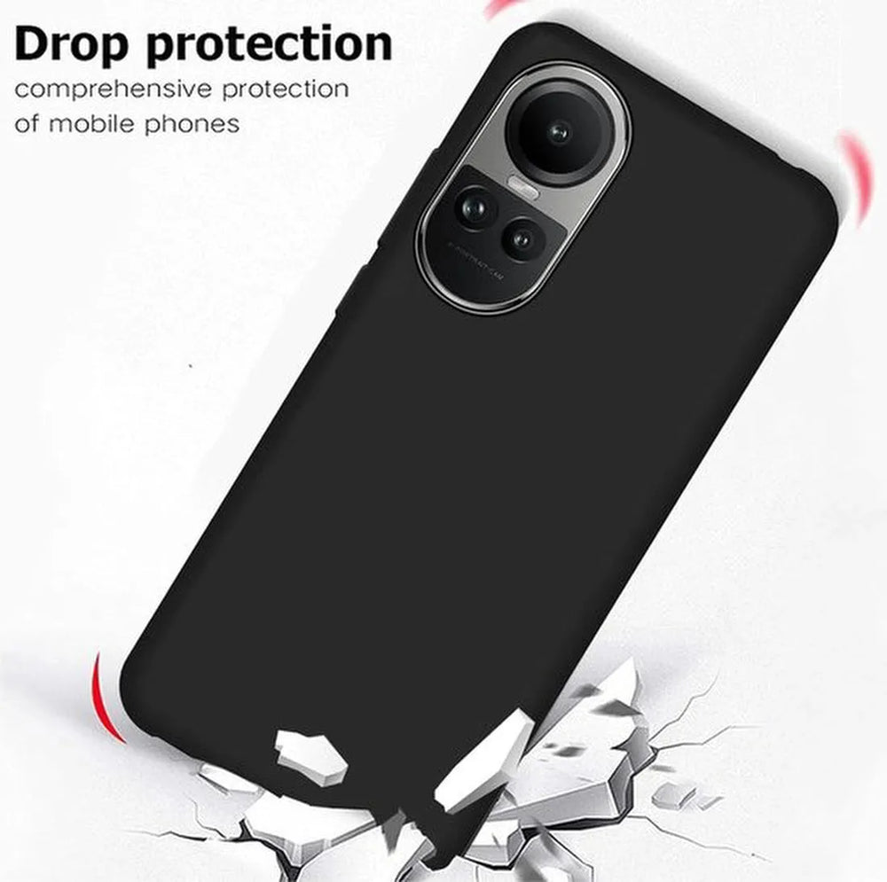 OPPO Reno 10 Hoesjes – TPU Siliconen Backcover – Soft Case – 2x Gehard Glas Screenprotector – Zwart-Ilumina Benelux