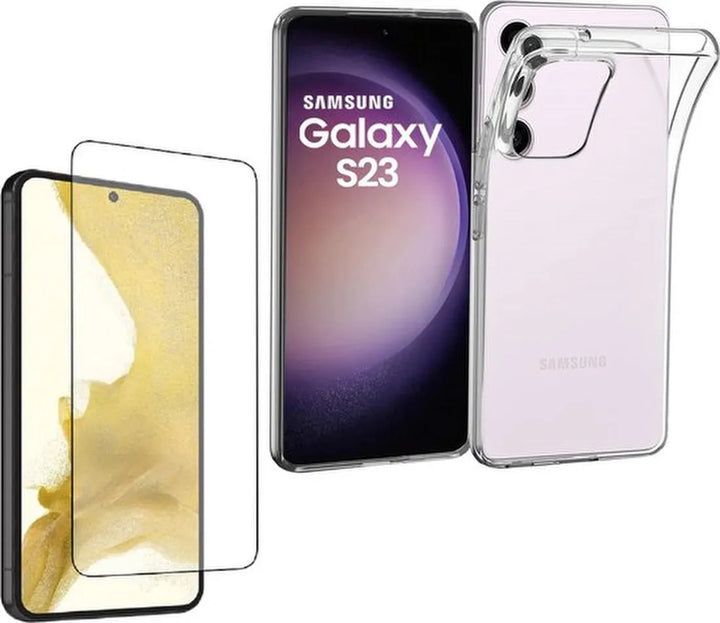 Samsung Galaxy S23 Hoesjes – Siliconen Backcover – Soft Silicone – Transparant – Incl. Screenprotector-Ilumina Benelux