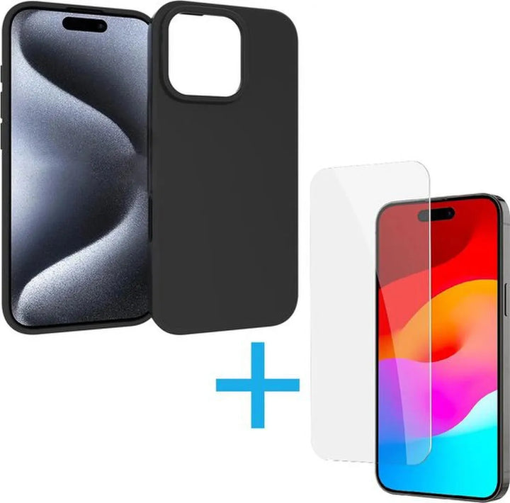 iPhone 16 Pro Max Hoesjes – Soft Silicone Backcover – Inclusief 2x Screenprotector – Zwart-Ilumina Benelux