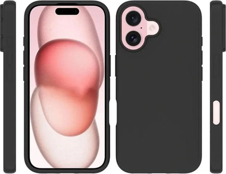 iPhone 16 Hoesjes – Siliconen Backcover – Inclusief 2x Screenprotector Gehard Glas – 2x Camera Lens Protector – Zwart-Ilumina Benelux