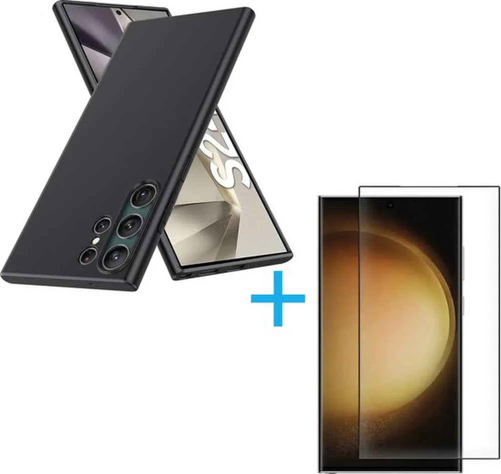 Samsung Galaxy S24 Ultra Hoesjes – Siliconen Backcover – Soft Silicone – Inclusief 3x Screenprotector – Zwart-Ilumina Benelux