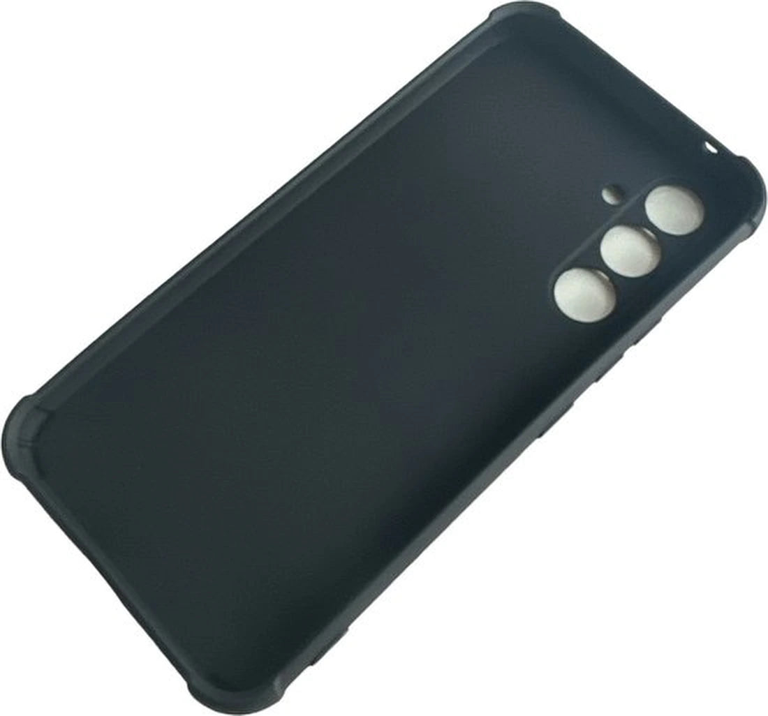 Anti -Shock Silicone hoesje zwart met Screenprotector Glas 1x en Camera lens protector 1x Geschikt voor: Samsung Galaxy A15