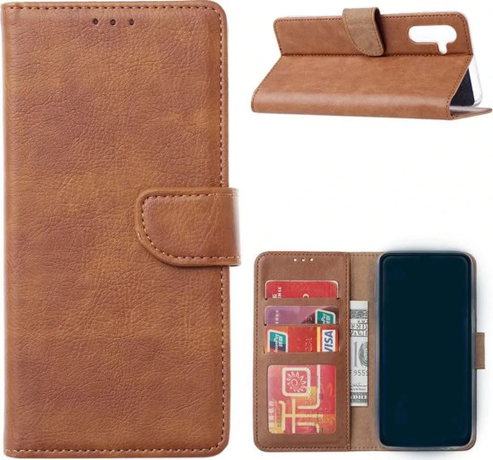 iPhone 16 Hoesjes – Bookcase Portemonnee Hoes – Magneetsluiting – Inclusief 2x Screenprotector – Lichtbruin-Ilumina Benelux