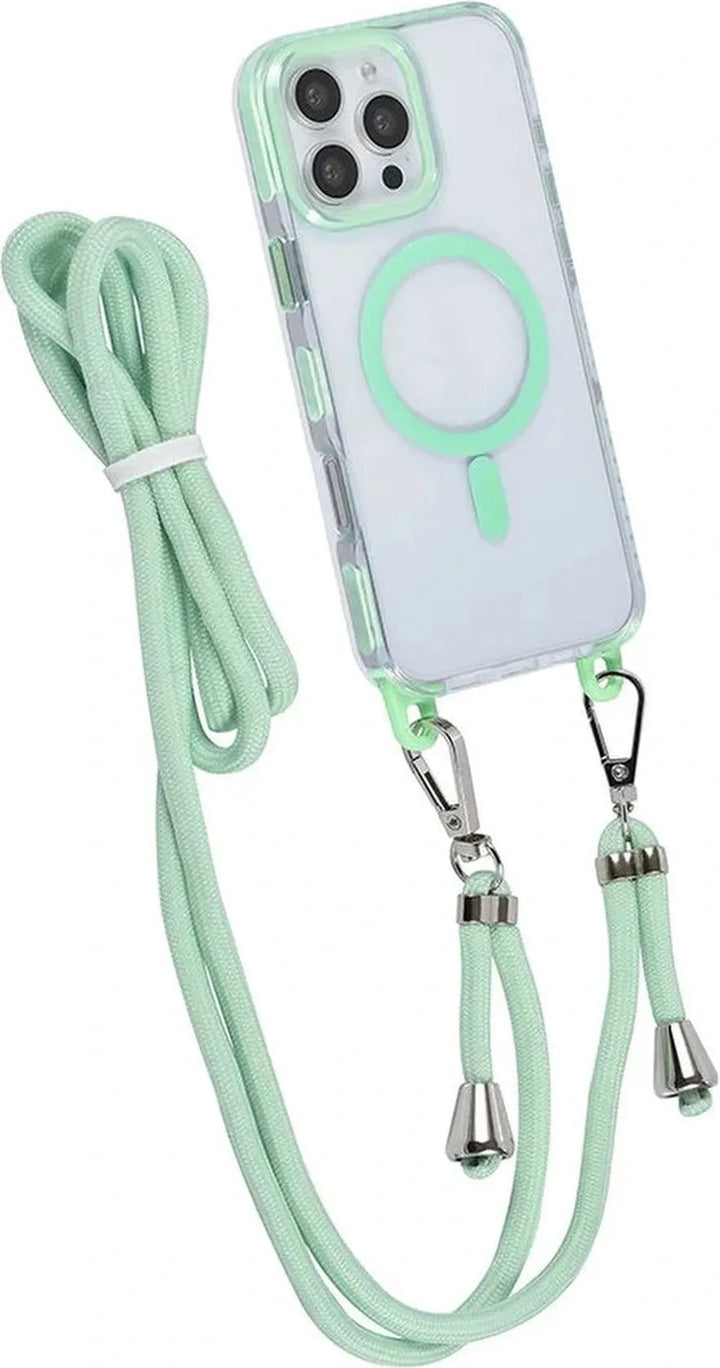 iPhone 16 Pro Hoesjes – MagSafe Backcover – Met Koord – Groen-Ilumina Benelux