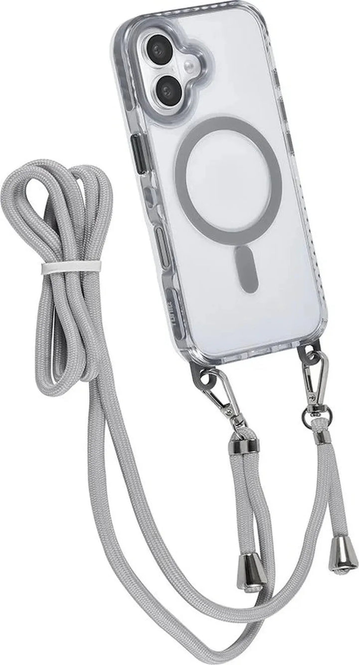 iPhone 16 Hoesjes – MagSafe Backcover – Hoes met Koord – Grijs-Ilumina Benelux