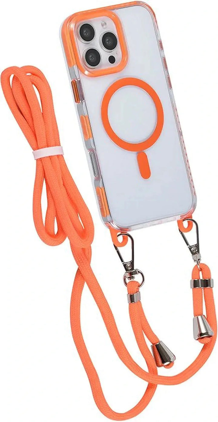 iPhone 16 Pro Hoesjes – MagSafe Backcover – Hoes met Koord – Oranje-Ilumina Benelux