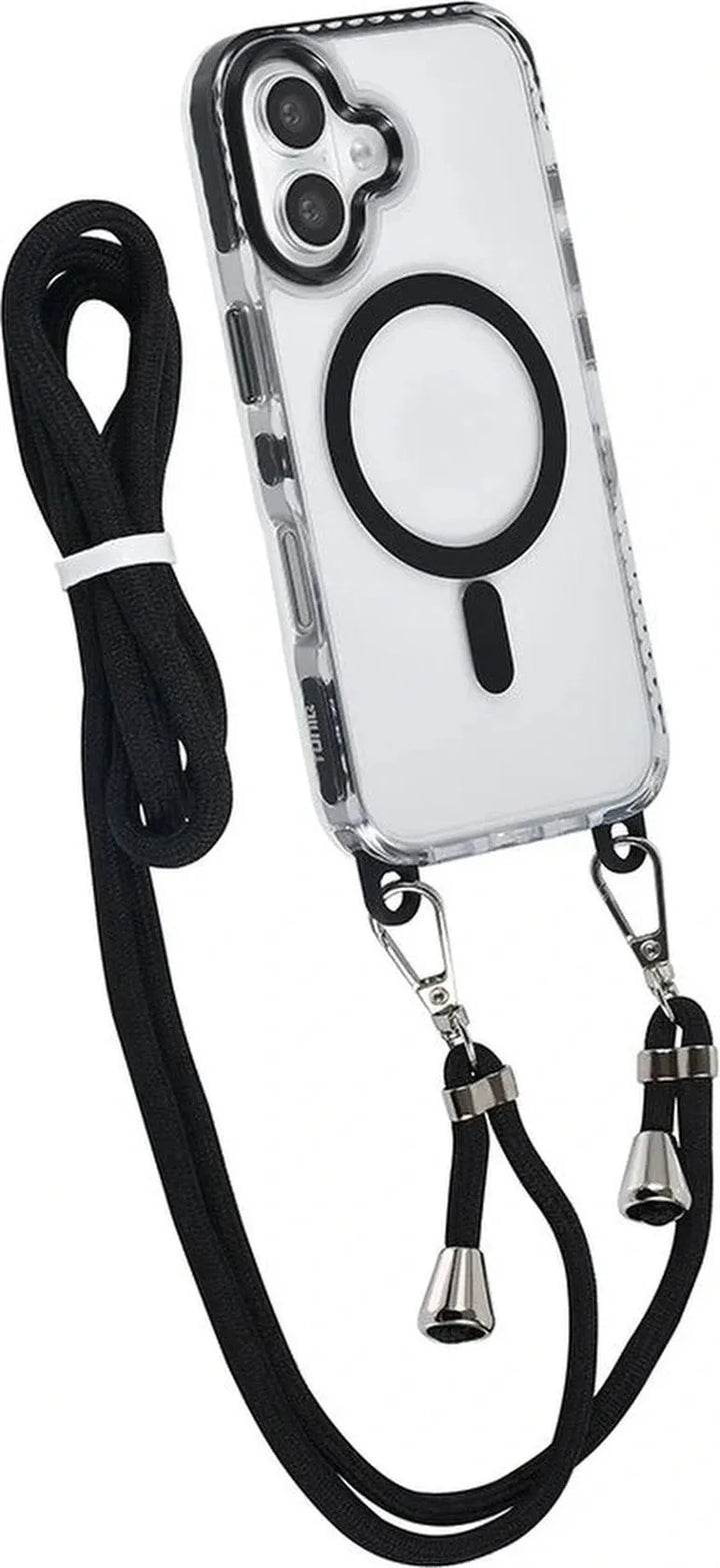 iPhone 16 Plus Hoesjes – MagSafe Backcover – Hoes met Koord – Zwart-Ilumina Benelux