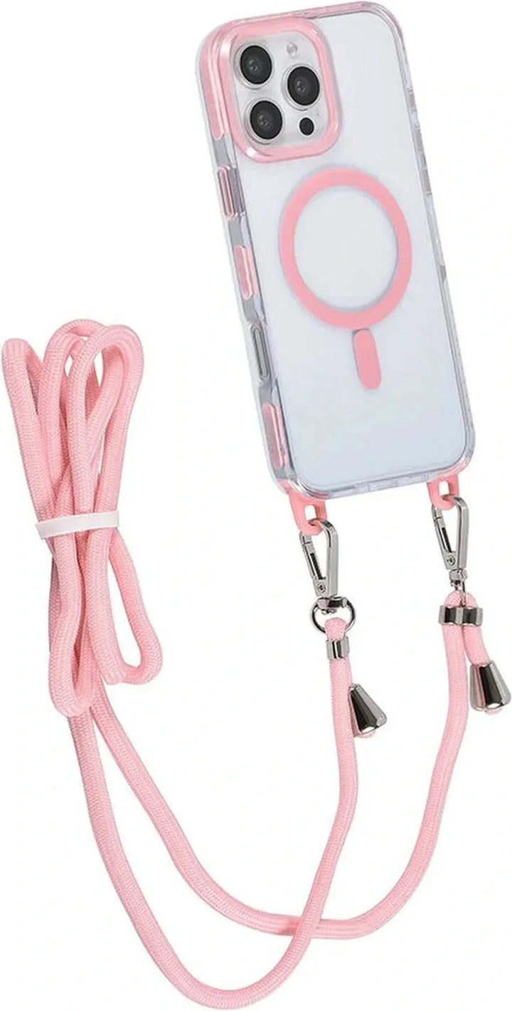 iPhone 16 Pro Max Hoesjes – MagSafe Backcover – Hoes met Koord – Roze-Ilumina Benelux