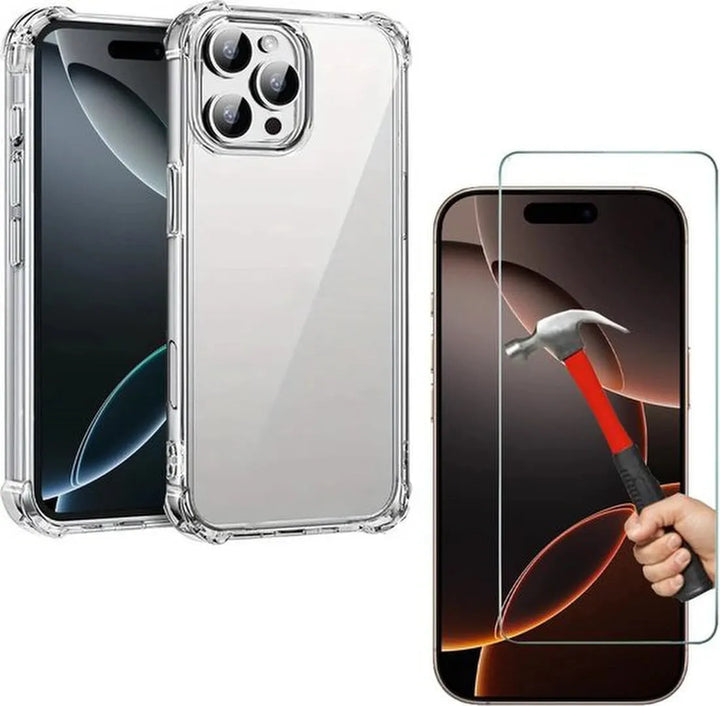 iPhone 16 Pro Hoesjes – Crystal Clear Backcover – Schokbestendig – Inclusief Screenprotector – Transparant-Ilumina Benelux