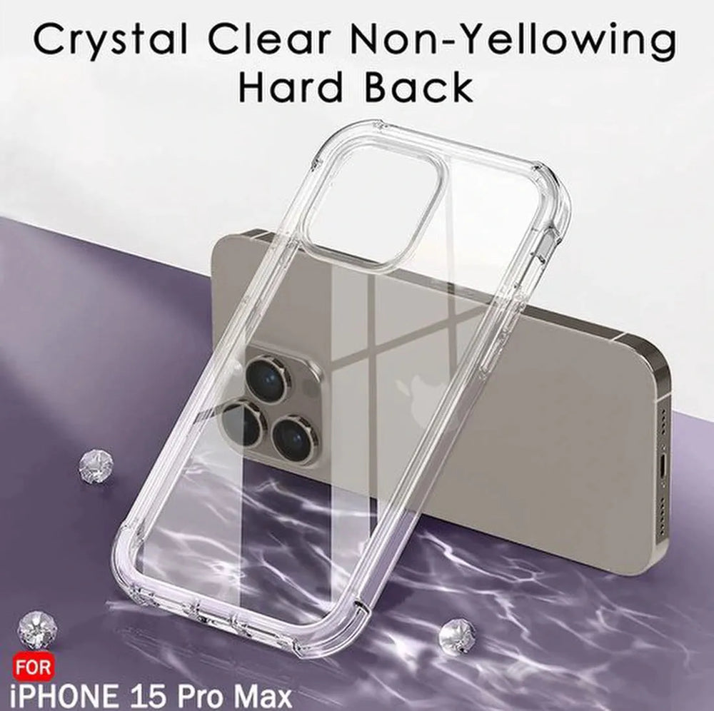 iPhone 15 Pro Hoesjes – Crystal Clear Backcover – Schokbestendig – Inclusief Screenprotector – Transparant-Ilumina Benelux