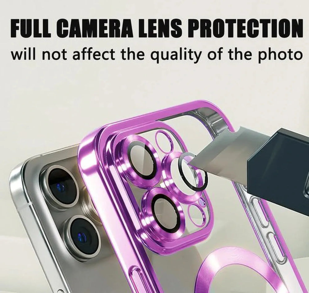 iPhone 16 Pro Hoesjes – Backcover met Camera Lens Protector + Screenprotector – MagSafe compatibel – Paars-Ilumina Benelux