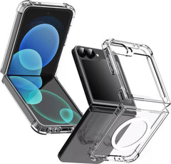 Samsung Galaxy Z Flip 6 / Flip 7 FE Hoesjes – Transparante TPU Backcover – Schokbestendig – MagSafe Compatibel – Doorzichtig