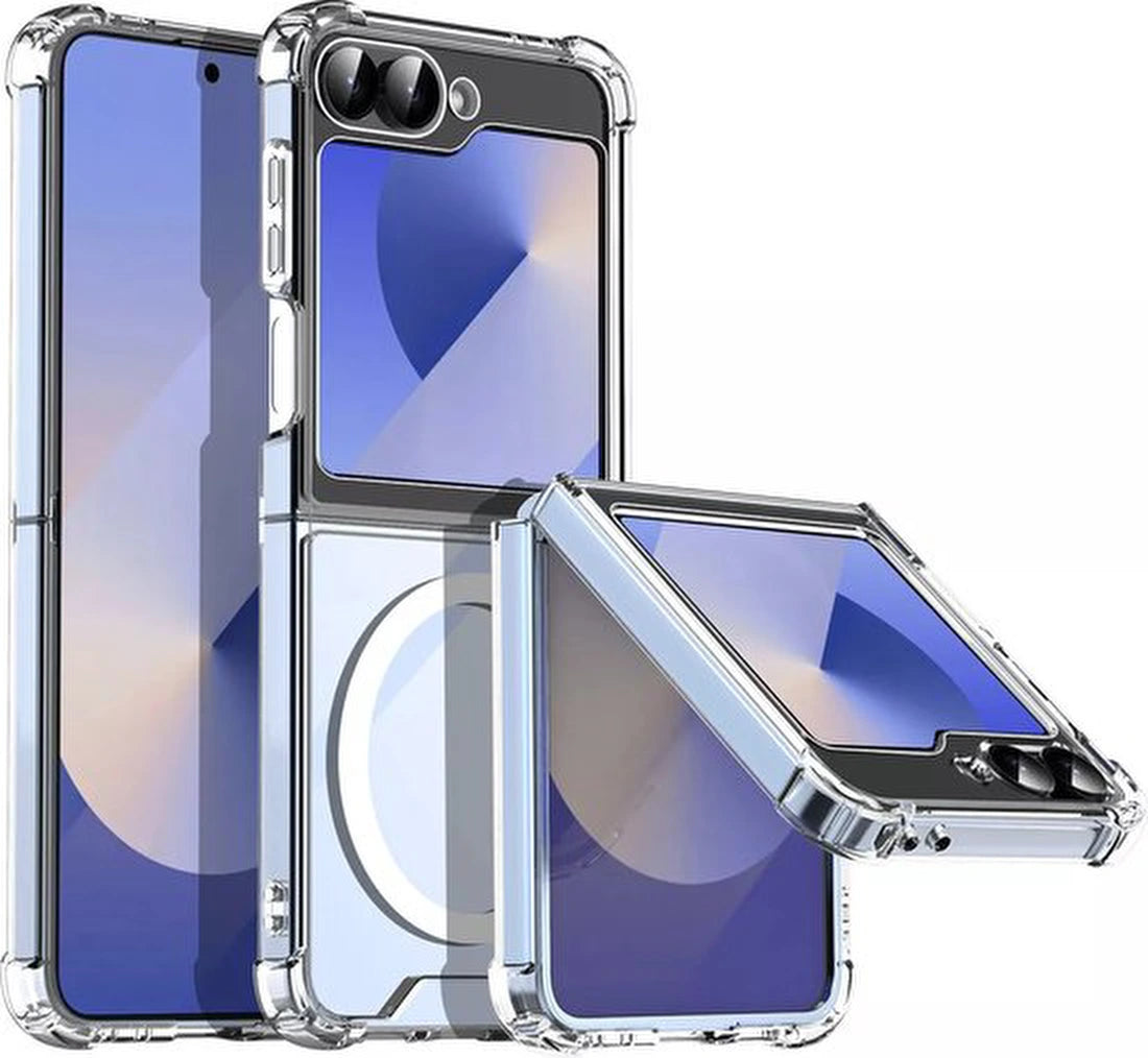 Samsung Galaxy Z Flip 6 / Flip 7 FE Hoesjes – Transparante TPU Backcover – Schokbestendig – MagSafe Compatibel – Doorzichtig