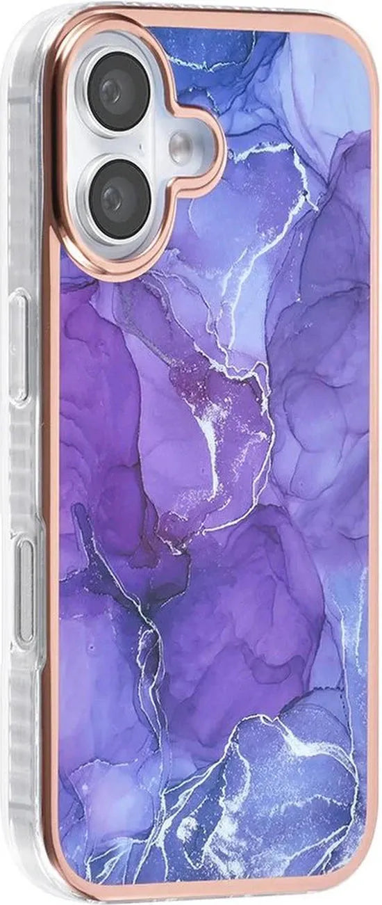 iPhone 16 Hoesjes – TPU Backcover – Marmer Print – Paars-Ilumina Benelux