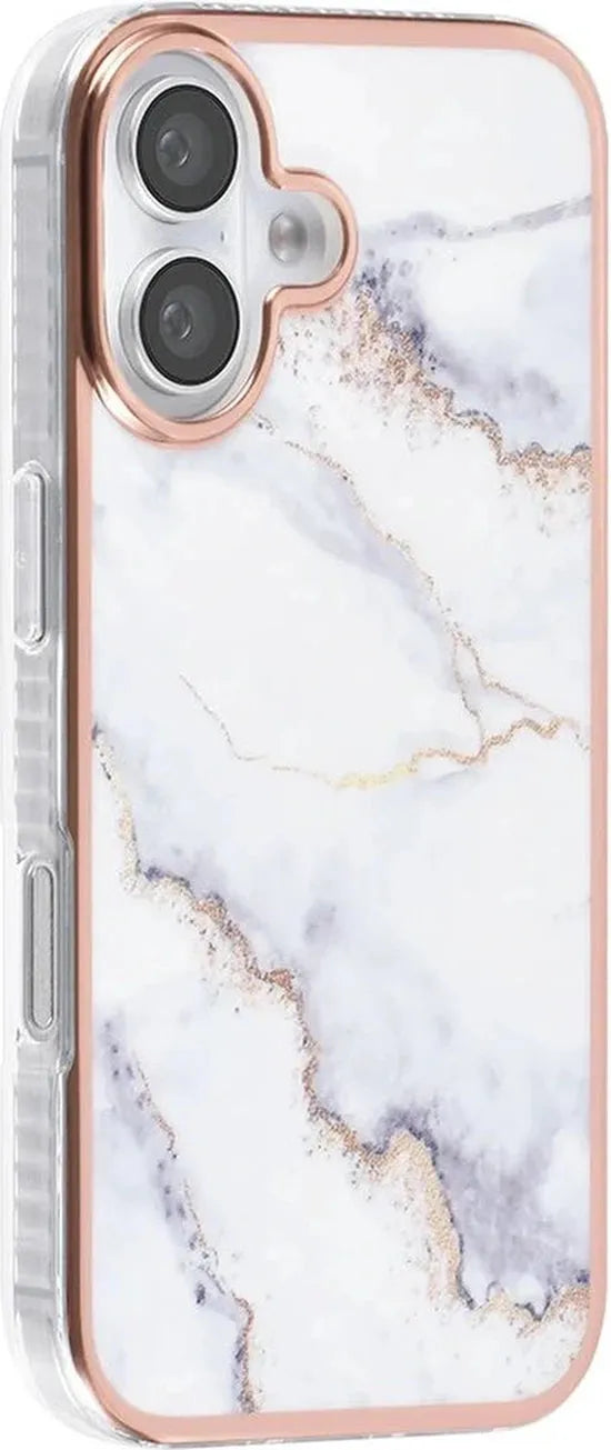 iPhone 16 Plus Hoesjes – TPU Backcover – Marmer Print – Wit-Ilumina Benelux