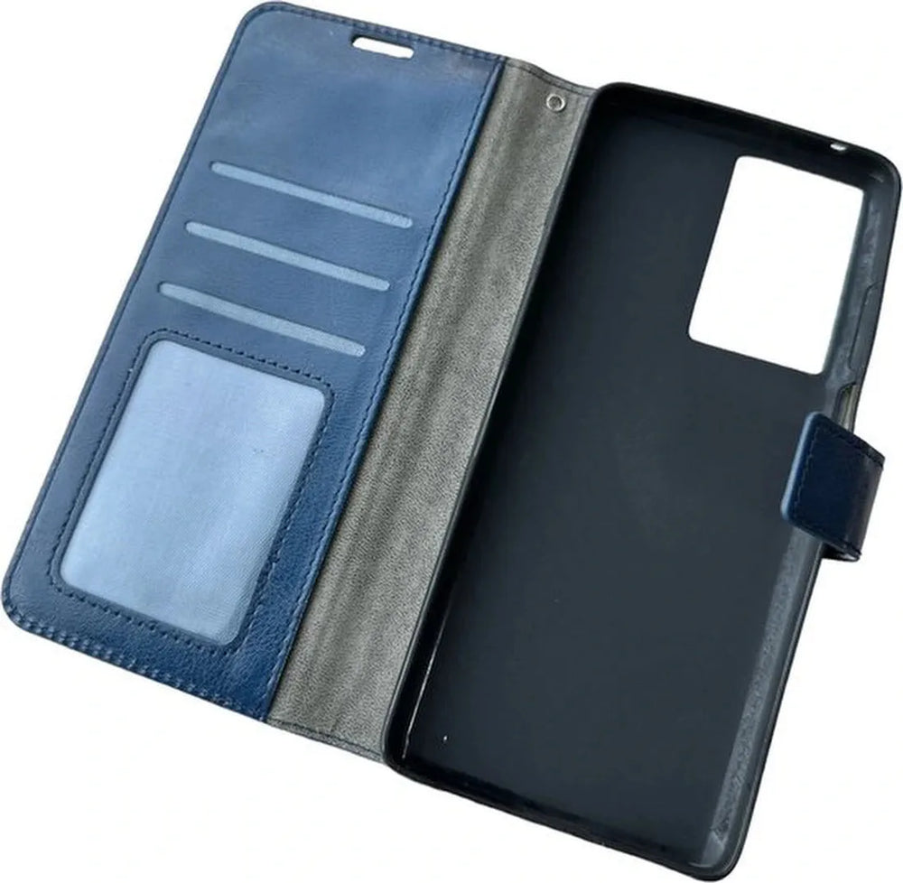 Oppo A78 5G Hoesjes – Portemonnee Bookcase – Pasjeshouder – Inclusief Screenprotector – Blauw-Ilumina Benelux