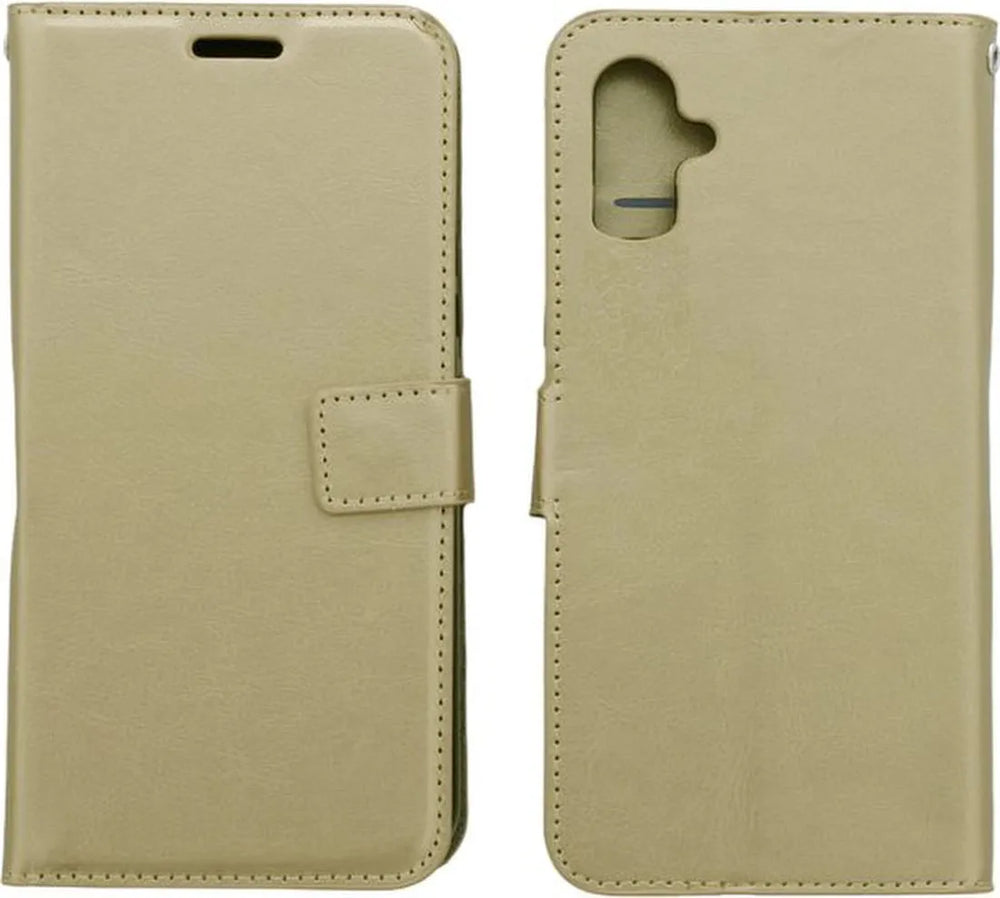 Samsung Galaxy A06 Hoesjes – Bookcase Portemonnee Cover – Pasjeshouder – Magneetsluiting – Goud-Ilumina Benelux