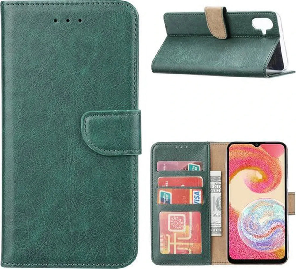 Samsung Galaxy A06 Hoesjes – Portemonnee Bookcase – Pasjeshouder – Magneetsluiting – Groen-Ilumina Benelux