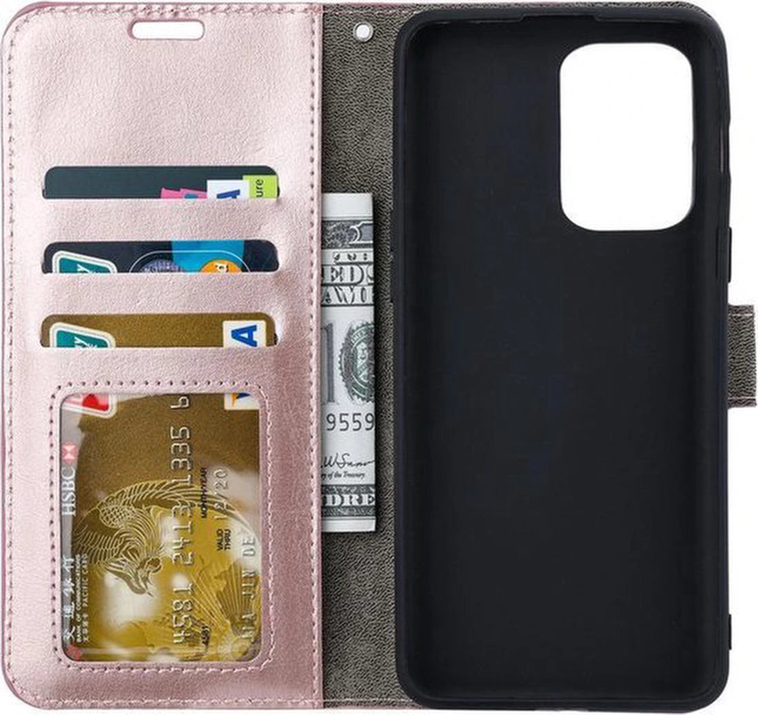 Motorola Moto Edge 40 Hoesjes – Portemonnee Bookcase – Pasjeshouder – Magneetsluiting – Roségoud