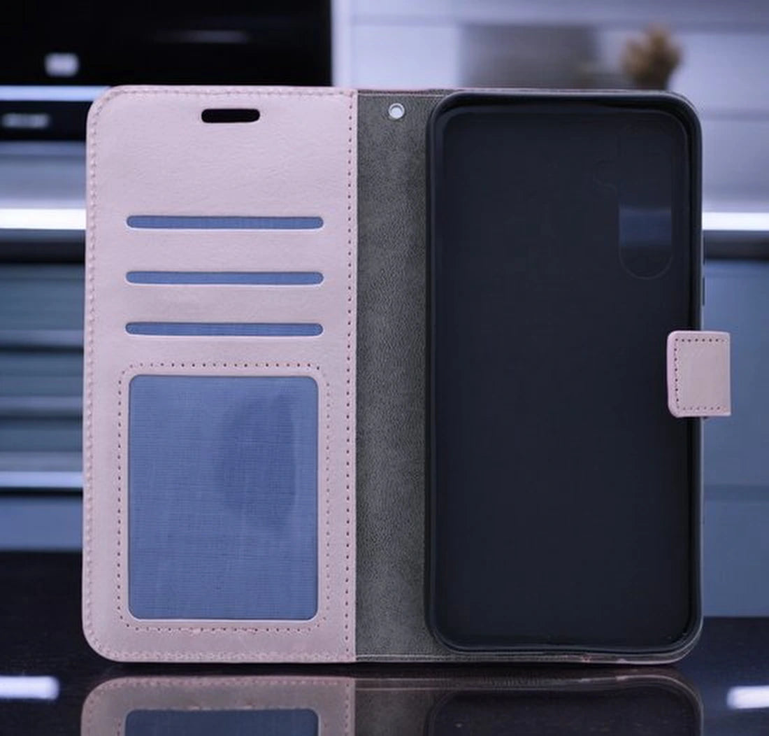 Samsung Galaxy S24 FE/S25 FE Hoesjes – Bookcase Portemonnee Cover – Magneetsluiting – 2x Screenprotector – Roségoud