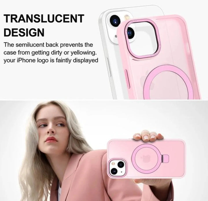 iPhone 15 Pro Max Hoesjes – Backcover met standaard – MagSafe – Schokbestendig – Roze-Ilumina Benelux