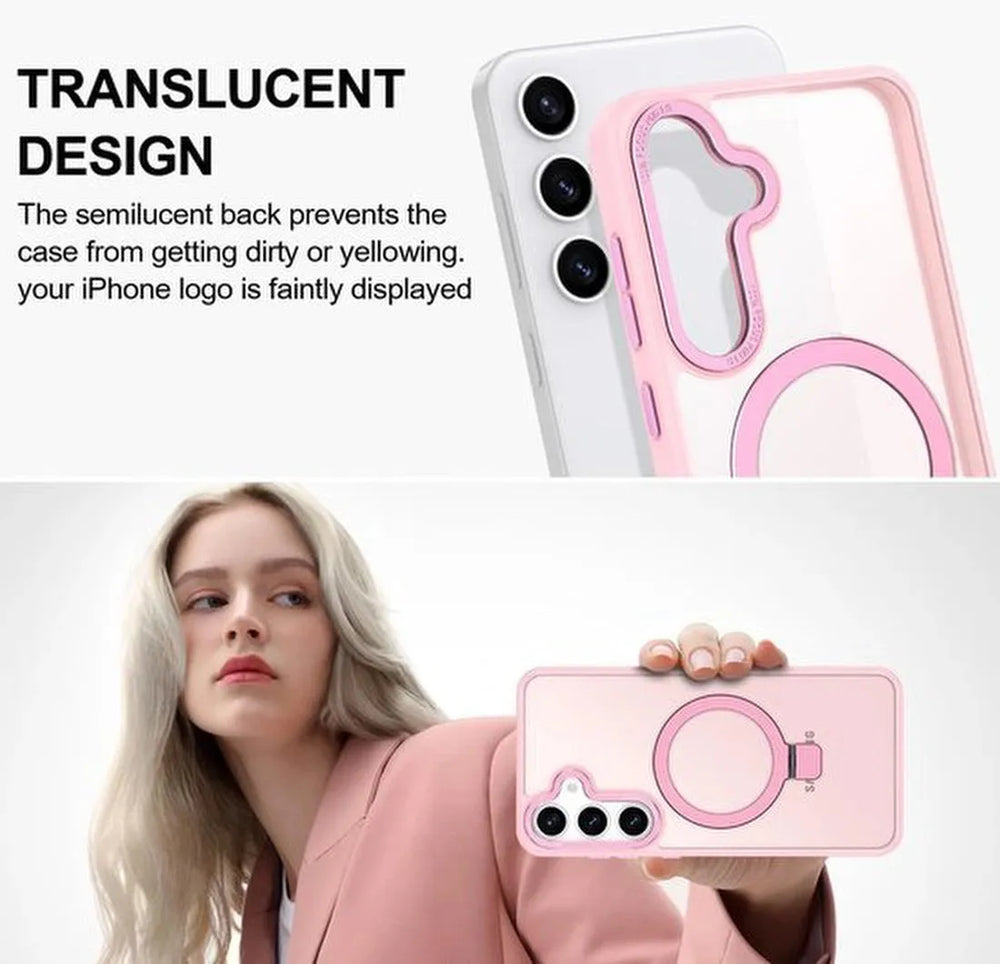 Samsung Galaxy S24 FE Hoesjes – MagSafe Backcover met Standaard – Schokbestendig – Roze-Ilumina Benelux