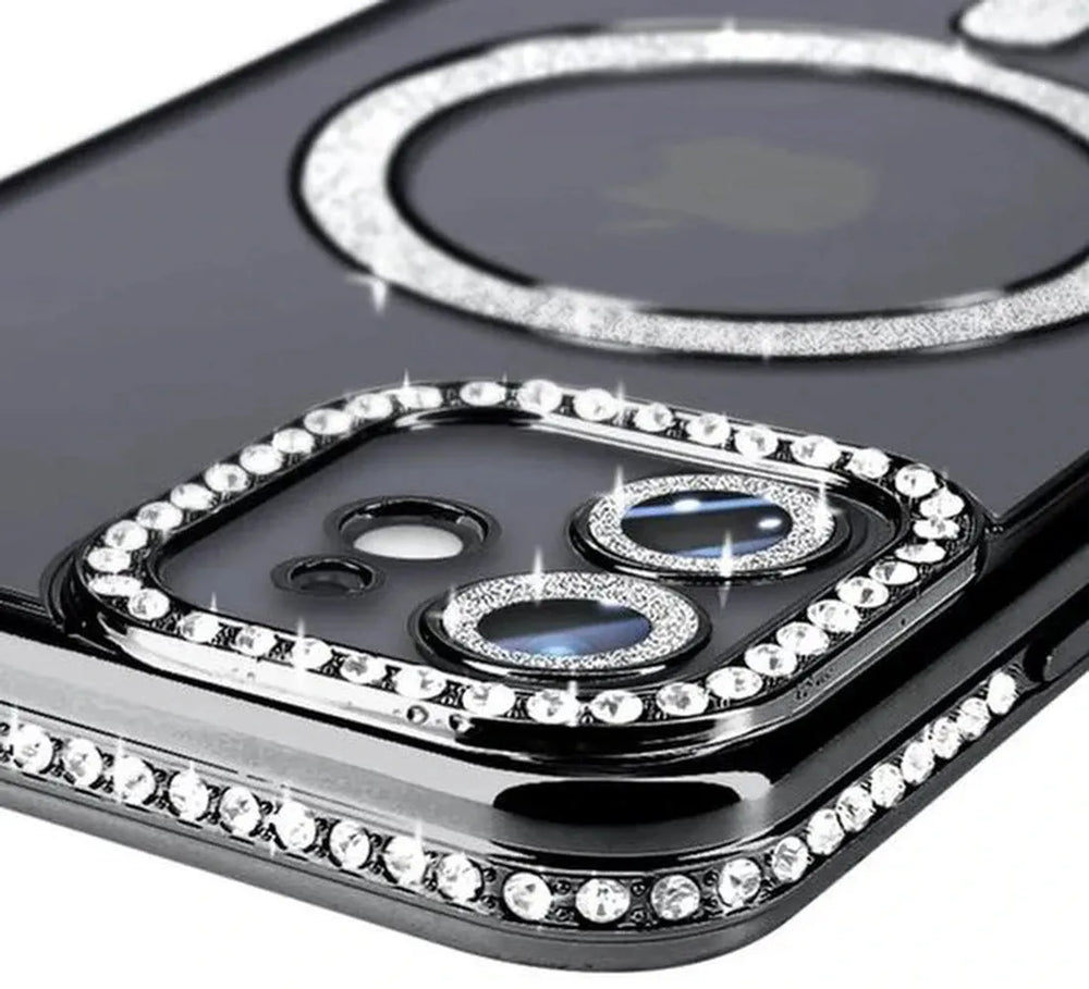 iPhone 12 Pro Max Hoesjes – MagSafe Magnetisch – Glitter Sparkle – Schokbestendig – Zwart-Ilumina Benelux
