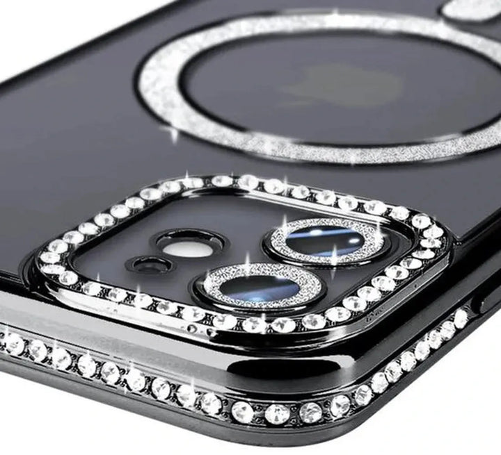 iPhone 11 Pro Hoesjes – MagSafe Magnetische Backcover – Sparkle Glitter – Schokbestendig – Zwart-Ilumina Benelux