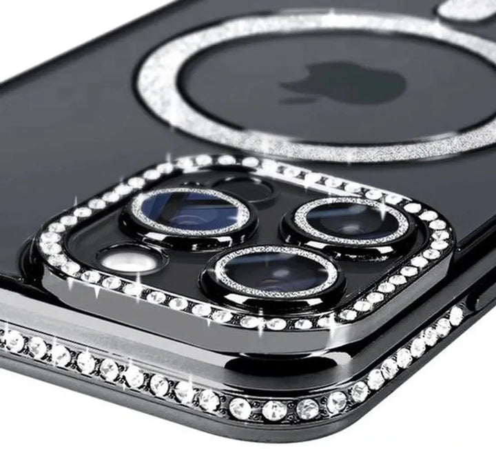 iPhone 13 Pro Hoesjes – MagSafe Magnetisch – Glitter Sparkle Backcover – Schokbestendig – Zwart-Ilumina Benelux