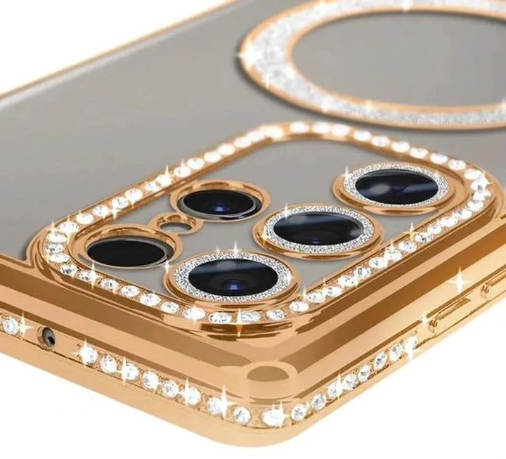 Samsung Galaxy S25 Ultra Hoesjes – MagSafe Magnetisch – Zachte TPU Backcover – Sparkle Glitter – Goud-Ilumina Benelux