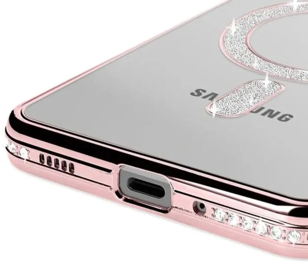 Samsung Galaxy A17 5G Hoesjes – MagSafe Magnetische TPU Backcover – Sparkle Glitter – Roségoud-Ilumina Benelux