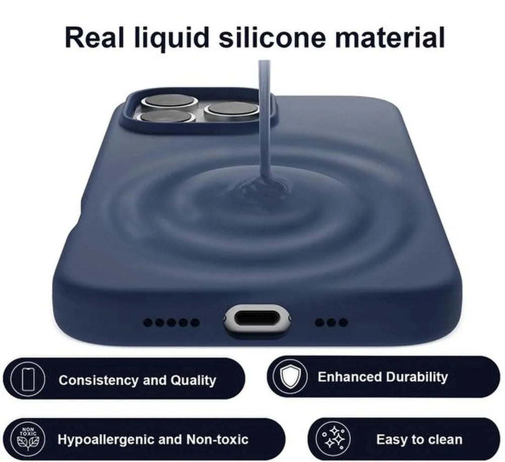 iPhone 14 Pro Max Hoesjes – Liquid Siliconen Backcover – Soft Touch – Schokbestendig – Navy Blauw-Ilumina Benelux