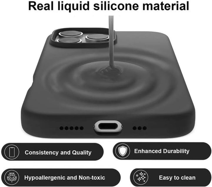 iPhone 14 Pro Hoesjes – Liquid Siliconen Backcover – Soft Touch – Schokbestendig – Zwart-Ilumina Benelux