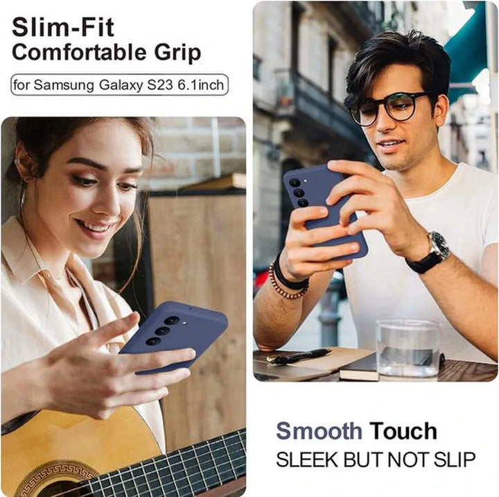 Samsung Galaxy A15 Hoesjes – Siliconen Backcover – Schokbestendig – 2x Screenprotector – Navy Blauw-Ilumina Benelux