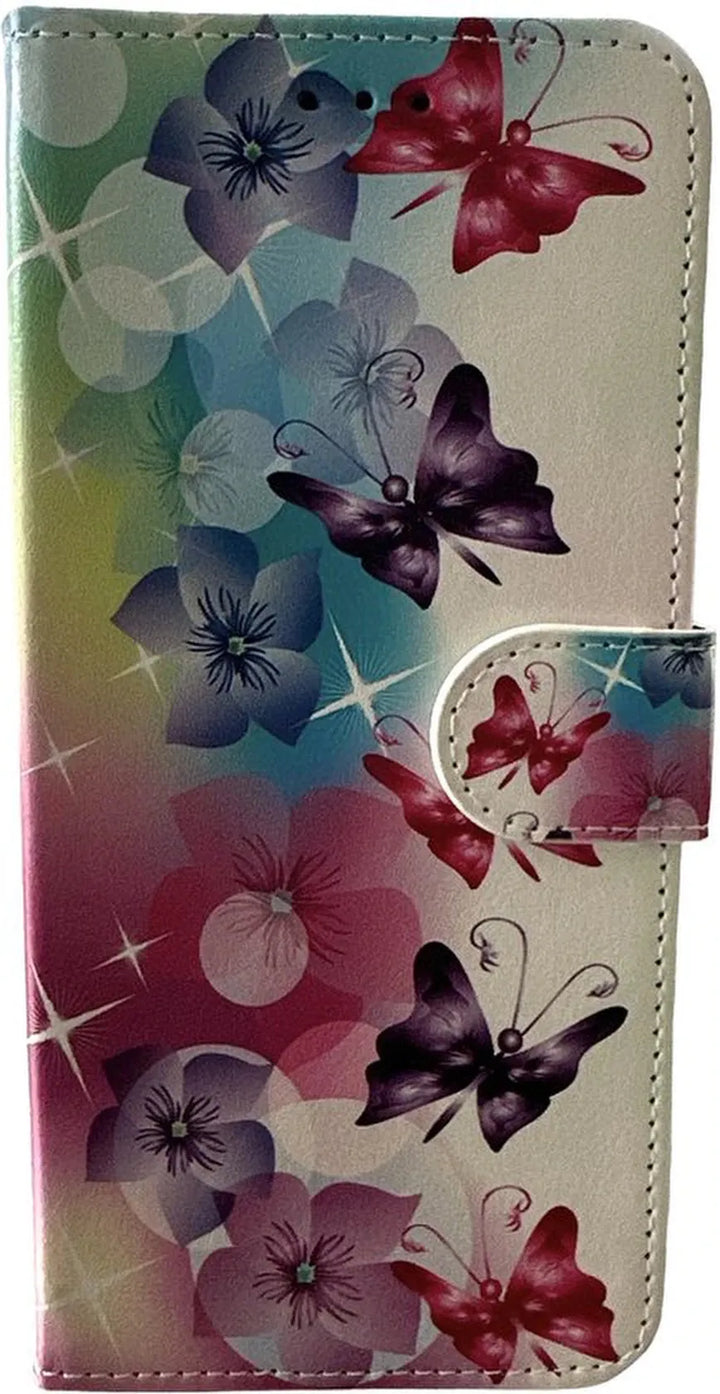 Samsung Galaxy S23 Hoesjes – Bookcase Portemonnee Hoes – Magneetsluiting – Pasjeshouder – Vlinderprint-Ilumina Benelux